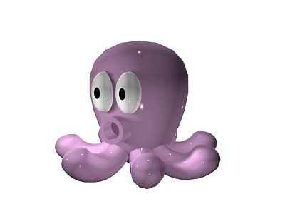 Purple Octopus Doll With Big Round Eyes Open Mouth And Soft Tentacles 3d model