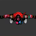 Vibrant Character With Rabbit Ears And Red Green Pink Costume Standing In Pose