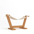 Modern Wooden Hammock Style Stand With White Fabric Structure Design 3d model