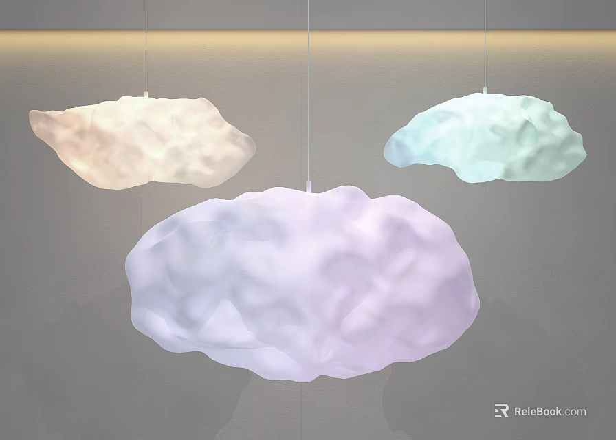 Unique Irregular Shaped Pendant Lights in Cloud Like Design for Interior Lighting 3d model 