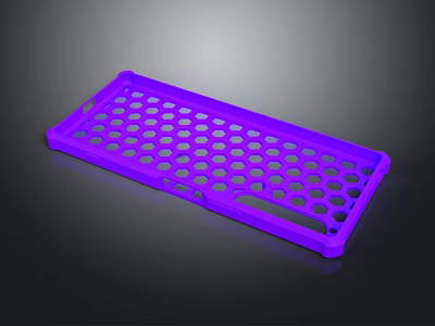 Purple Rectangular Electronic Device Tray With Honeycomb Hole Design For Mobile Phones 3d model