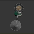 Simple Street Light Structure With Wooden Pole And Green Lamp Shade