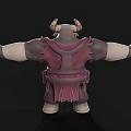 Bull Warrior Character With Skeleton Emblem Purple Armor And Bandaged Arms