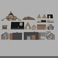 Boutique Guesthouse Buildings Showcasing Diverse Roof Styles Wooden Metal Structures And Large Windows