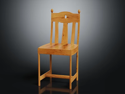 Wooden Chair For Home Furniture With Simple Design Curved Back And Carved Details 3d model