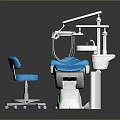 Professional Dental Chair Equipment With Blue Upholstery Instrument Arm And Light