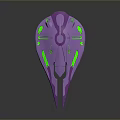 Purple Green Streamlined Tech Device With Futuristic Sleek Surface Design