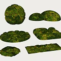 Different Shaped Green Grass Clumps For Landscaping And Decorative Use 3d model