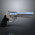 Shiny Silver Metal Revolver With Black Grip And Modern Design Features