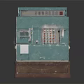 Vintage Turquoise Cash Register Equipment With Wooden Drawer And Classic Design