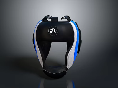 Black White And Blue Boxing Helmet With JK Logo Design 3d model
