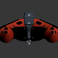 Red Inflatable Yacht Design With Outboard Motor And Blue Deck 3d model
