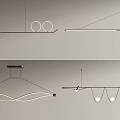 Modern Pendant Light Designs With Circular Rings Linear Shapes And Metal Frames 3d model