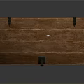 Vintage Wooden Chest With Black Metal Straps And Natural Wood Grain Surface