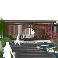 Lush Green Roof Garden with Stone Path Steps Trees and Relaxation Area