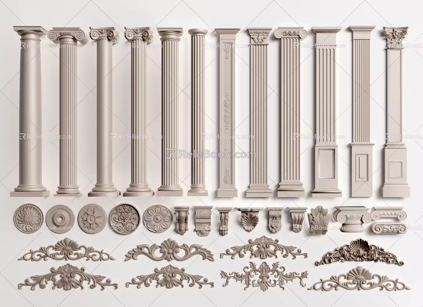 European Roman Column Roman Column Carved Column Carved 3d model