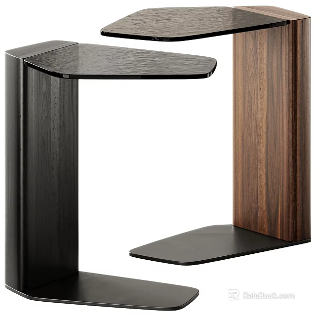 Modern Side Table With Wooden Frame And Smooth Top Design 3d model