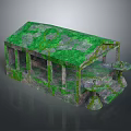 Moss Covered Stone Pavilion Structure With Columns Sloped Roof And Platform