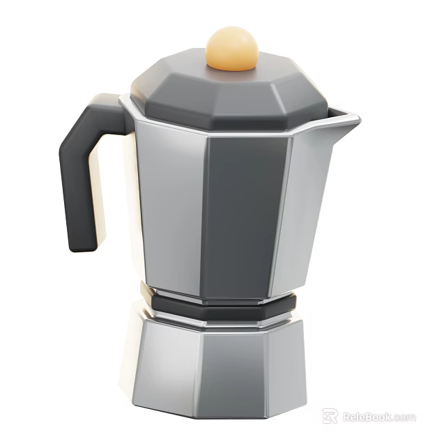 Stylish Black And Silver Coffee Pot With Metallic Body For Modern Kitchen 3d model 