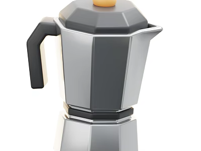 Stylish Black And Silver Coffee Pot With Metallic Body For Modern Kitchen 3d model