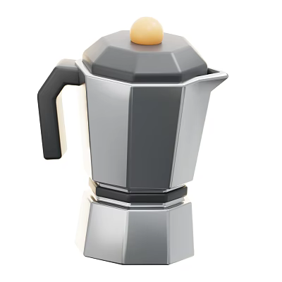 Stylish Black And Silver Coffee Pot With Metallic Body For Modern Kitchen 3d model