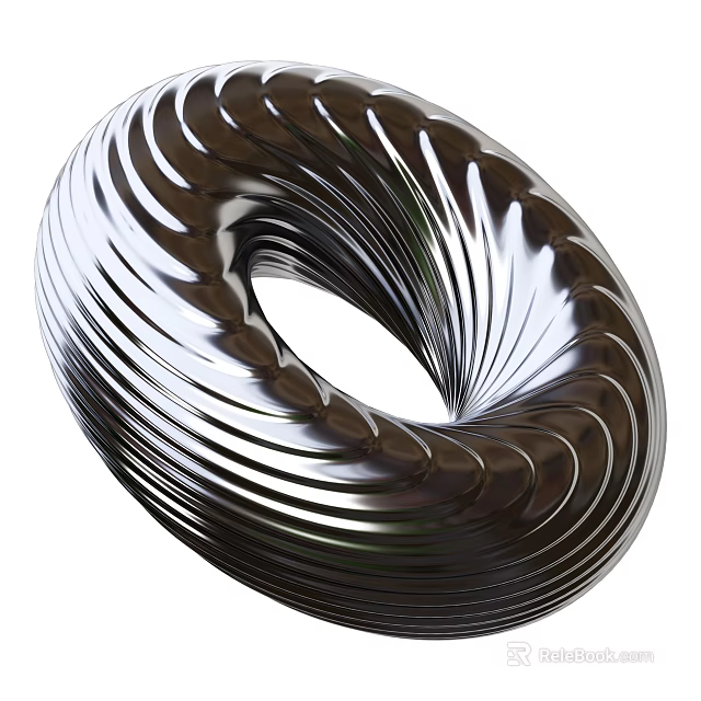 Industrial Equipment Spiral Metal Component With Silver Shiny Surface And Curved Design 3d model 
