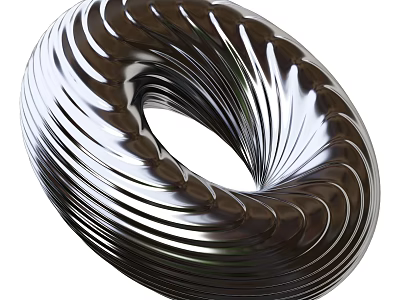 Industrial Equipment Spiral Metal Component With Silver Shiny Surface And Curved Design 3d model