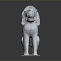 White Stone Lion Sculpture With Intricate Carvings And Pedestal Base