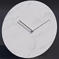 White Marble Round Wall Clock With Minimalist Design And Thin Metal Hands