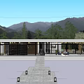 Modern Detached Villa Featuring Glass Walls Lake Reflection Mountain View And Green Trees