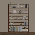 Minimalist Wooden Bookshelf With Books Decorative Objects On Multiple Shelves Light Background