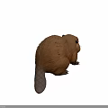 Realistic Beaver With Plump Body Brown Fur Black Eyes And Short Legs