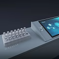 Long Strip DP Device Featuring Multiple Touch Screens Blue LED Lighting And Operator 3d model
