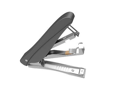Gray Metal Stapler With Ergonomic Handle And Staple Loading Tray 3d model