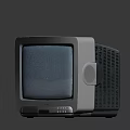 Vintage Television Set With Static Screen Gray Body And Classic Design