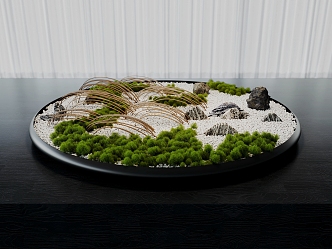 potted modern moss potted moss landscape plant landscape sketch dry landscape bamboo landscape 3d model