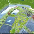 Scenic Park Landscape With Lush Green Trees Stone Path And Colorful Flower Beds