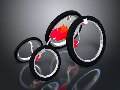Modern Circular Design Model With Black Rings And Red Orange Elements 3d model