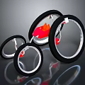 Modern Circular Design Model With Black Rings And Red Orange Elements