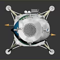 Silver Lunar Lander Model With Green Base Metal Texture And Support Legs 3d model