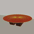Modern Red Coffee Table With Sleek Black Base And Minimalist Design 3d model