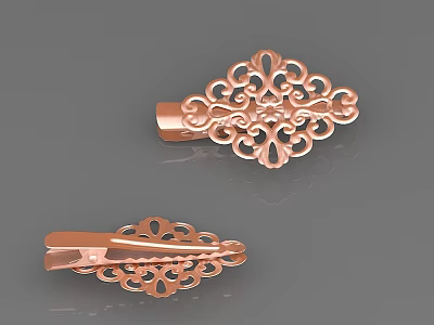 Copper Jewelry Hair Clips With Intricate Filigree Design And Elegant Ornate Patterns 3d model