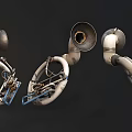 Vintage Brass Musical Instruments With Curved Tubes And Horn Bells For Art Supplies