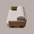 Minimalist Single Sofa With Wooden Frame And White Upholstered Cushions
