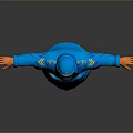 Cartoon Style Police Officer Game Character in Blue Uniform with Arms Outstretched Pose