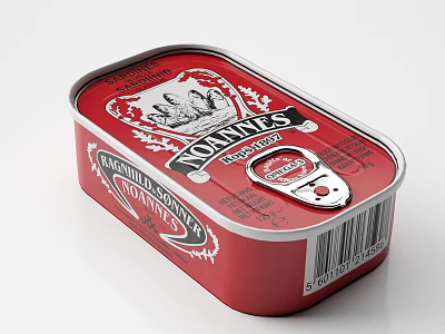 JONES Traditional Scotch Smoked Haddock in Red Can with Easy Open Lid Package 3d model