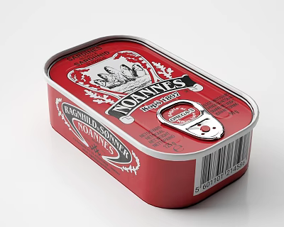JONES Traditional Scotch Smoked Haddock in Red Can with Easy Open Lid Package 3d model