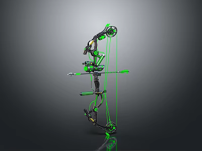 Modern Mechanical Compound Bow With Precision Arrow And Green Structural Lines 3d model