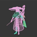 Eastern Style Warrior Character Wearing Large Hat With Yellow Sash And Weapon