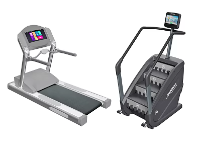 Modern Home Gym Fitness Equipment Treadmill and Stair Climber with Digital Touchscreen Displays 3d model